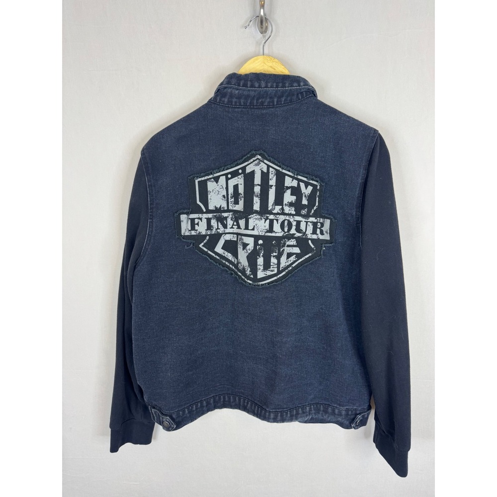 Motley Crue Final Tour 1981-2015 Denim Mixed Media Jacket Mens XL Black Patch